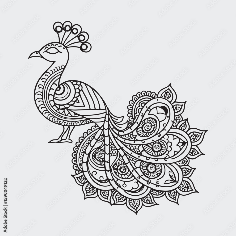 Fototapeta premium Animal mandla line art coloring page