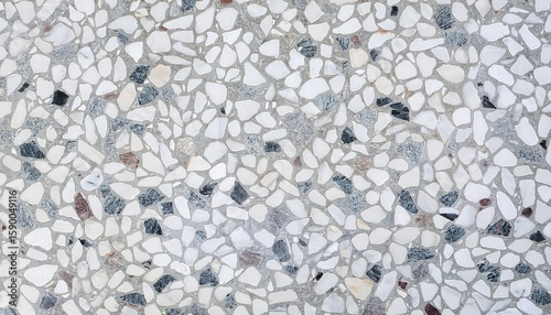 terrazzo floor seamless pattern look clean white bright shiny marble gravel mixed with concrete polished smooth surface for decoration interior exterior architecture design suit for background