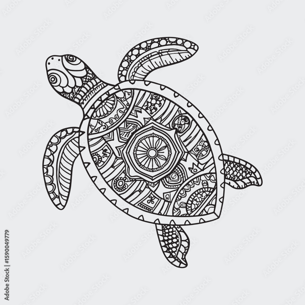 Fototapeta premium Animal mandla line art coloring page