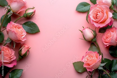 Pink Roses Arranged Elegantly on a Soft Pink Background for a Cheerful Display.