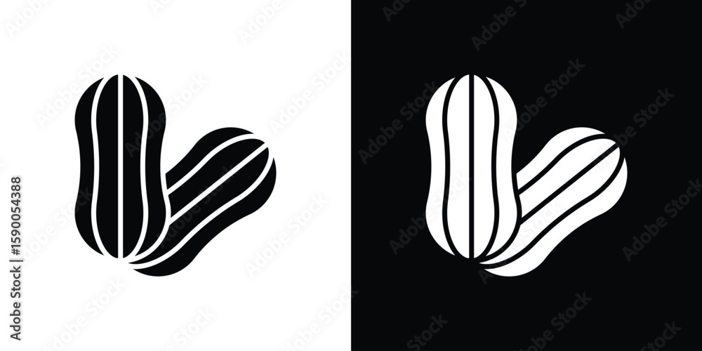 Fototapeta premium Peanut icon vector flat symbol, glyph sign. icon concept illustration