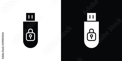 Pendrive security icon vector flat symbol, glyph sign. icon concept illustration