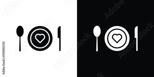 Love Plate icon vector flat symbol, glyph sign. icon concept illustration