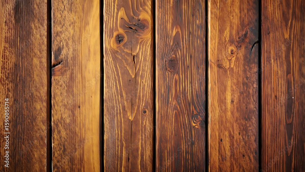 Naklejka premium Detailed Close Up Texture of Aged Weathered Rustic Vertical Wooden Planks Showing Grain and Knots