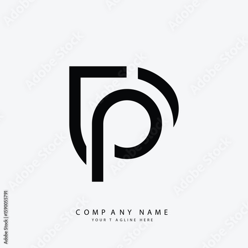 Letter Lp or Pl initial minimal monogram simple logo