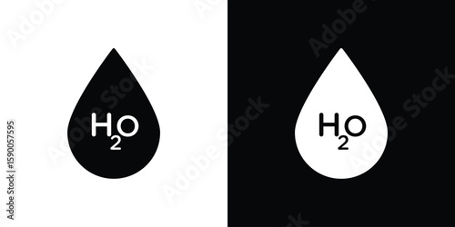 H2o icon vector flat symbol, glyph sign. icon concept illustration