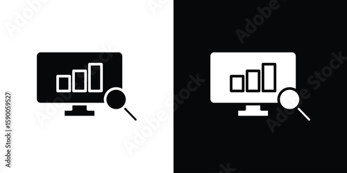 Data Analysing icon vector flat symbol, glyph sign. icon concept illustration