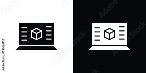 Computer simulation icon vector flat symbol, glyph sign. icon concept illustration