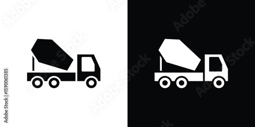 Cement truck icon vector flat symbol, glyph sign. icon concept illustration