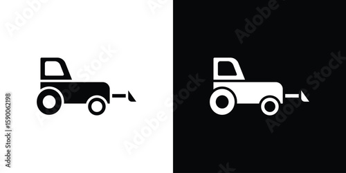 Bulldozer icon vector flat symbol, glyph sign. icon concept illustration