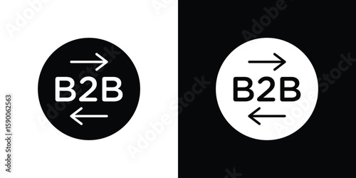 B2B icon vector flat symbol, glyph sign. icon concept illustration