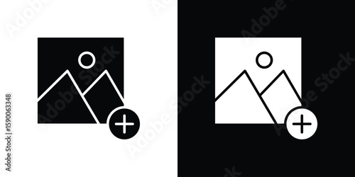 Add photos icon vector flat symbol, glyph sign. icon concept illustration