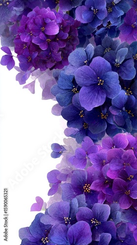 Beautiful Arrangement of Vibrant Purple Flowers Against a White Background
