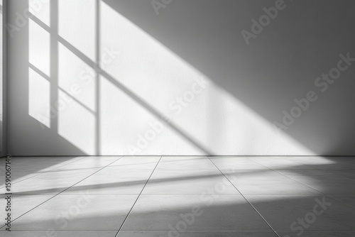 Natural Shadows Cast on a Minimalist Room With Tiled Floor During Daylight Hours