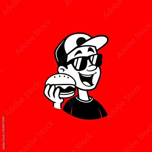 Burger-Loving Dude Cartoon