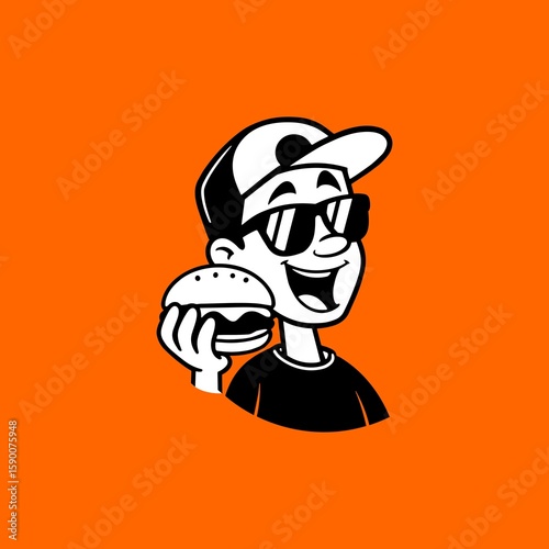 Burger-Loving Dude Cartoon