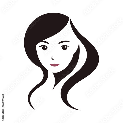 Woman cute face one side view Silhouette