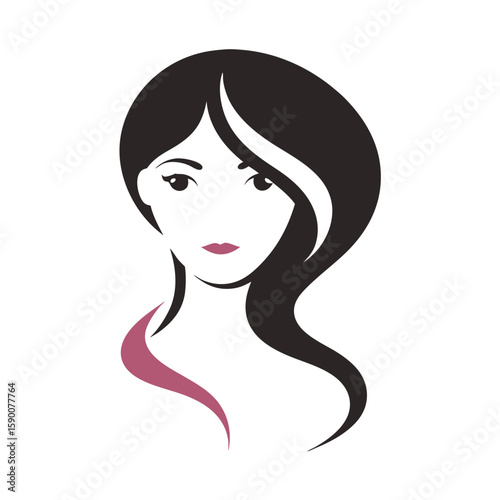 Woman cute face one side view Silhouette