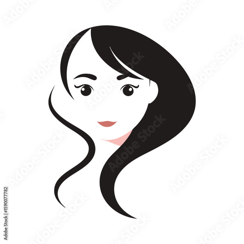 Woman cute face one side view Silhouette
