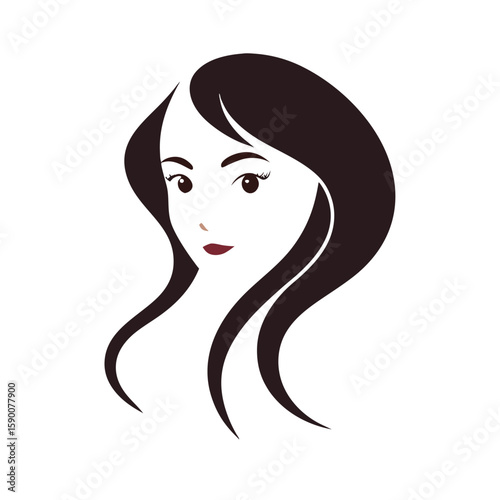 Woman cute face one side view Silhouette