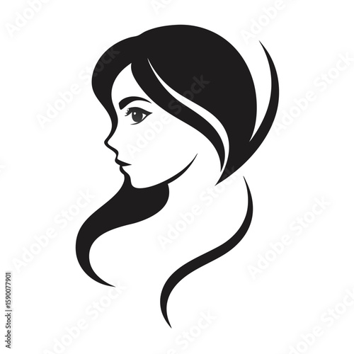 Woman cute face one side view Silhouette