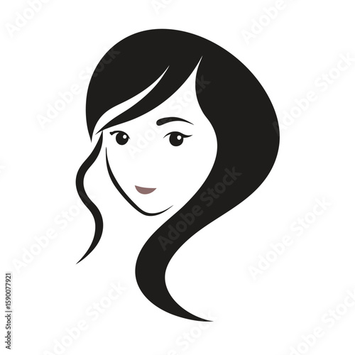 Woman cute face one side view Silhouette