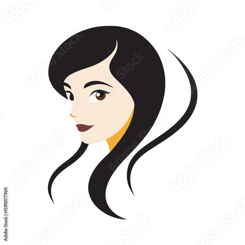 Woman cute face one side view Silhouette