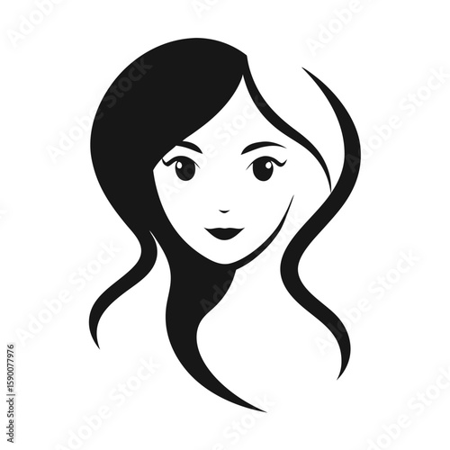 Woman cute face one side view Silhouette