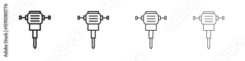 Hydraulic breaker icon collection. Vector illustration EPS10.