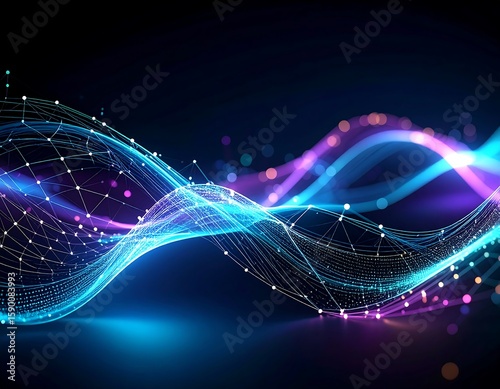 Abstract digital waves in vibrant glowing colors