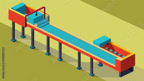 A restored and polished conveyor belt system once used to efficiently transport materials on construction sites.. Vector illustration