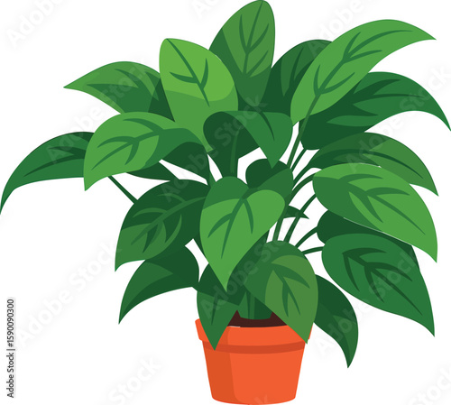 🌿 Lush green indoor plant in terracotta pot, perfect for nature-themed designs. Download this elegant vector 🌱 to add a fresh vibe to your creative projects! 🌟