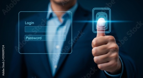 A fingerprint scan for login security, representing biometric identification and digital access control
