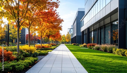 Wallpaper Mural Autumnal office park walkway Torontodigital.ca