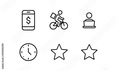 Essential modern line icons for business and digital applications