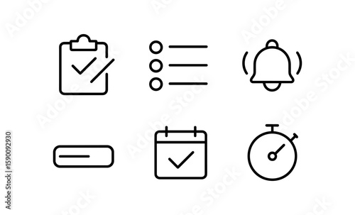 Minimalist outline icons for task management and scheduling
