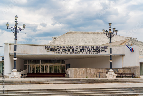 Obraz na plátně Macedonian Opera and Ballet in Skopje, North Macedonia