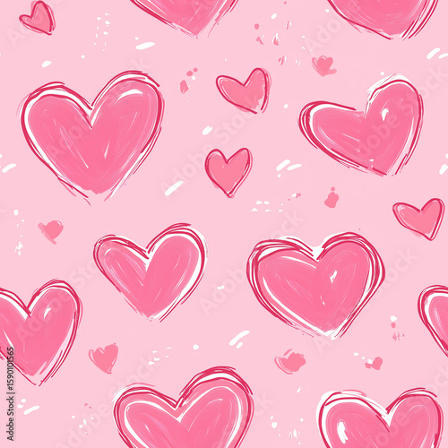 Colorful Hearts Pattern on a Light Pink Background for Decorative Use