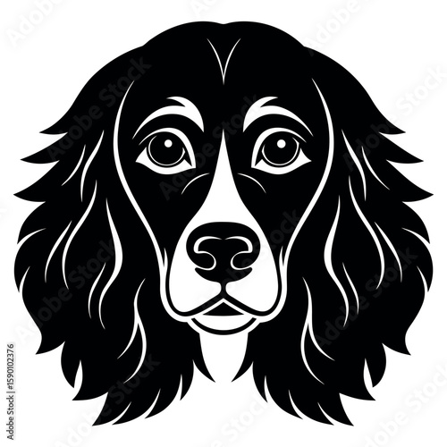 Black and white vector illustration of a dog face animal