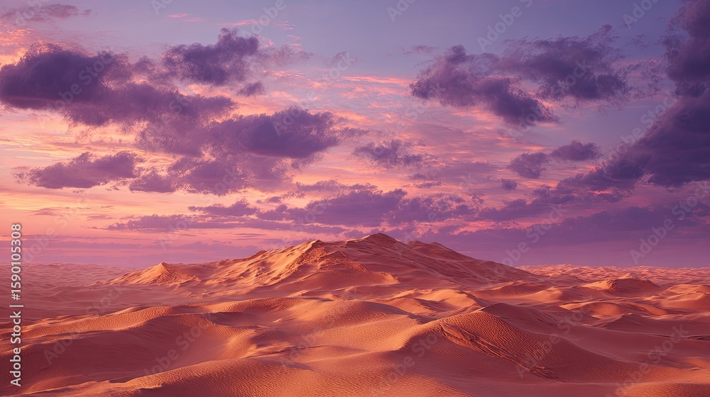 Fototapeta premium Pink and Purple Desert Sunset Landscape