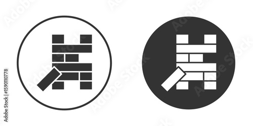 Wooden block icon vector graphics in black and white color