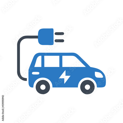 Electric car with charging plug symbolizing eco-friendly transport  