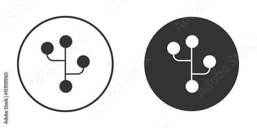 Version control icon vector graphics in black and white color