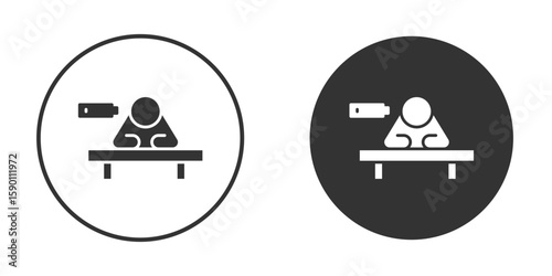 Tired person icon vector graphics in black and white color