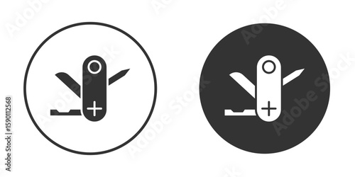 Swiss Knife icon vector graphics in black and white color