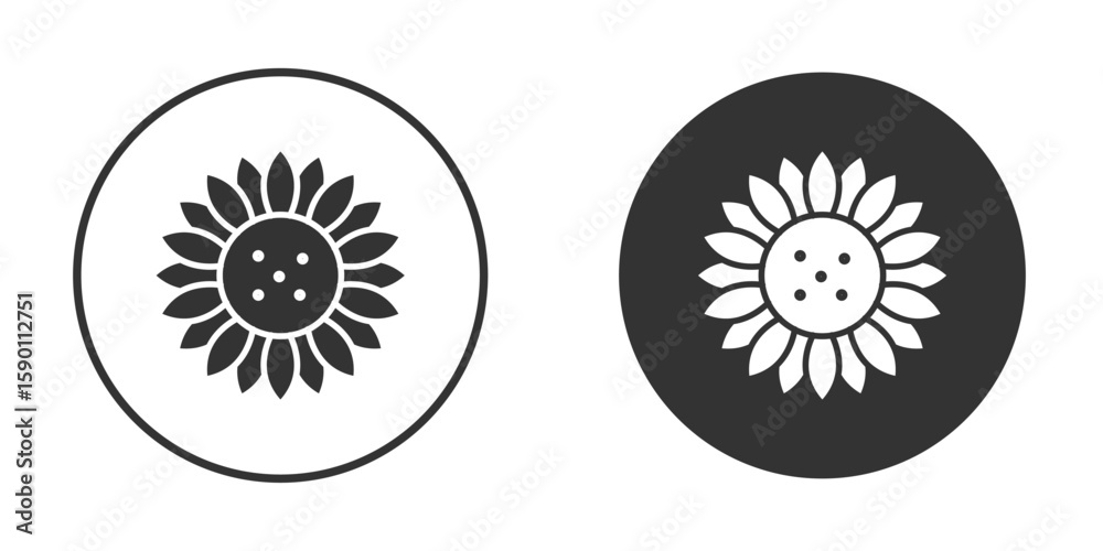 Fototapeta premium Sunflower icon vector graphics in black and white color