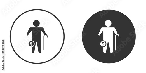 Retirement icon vector graphics in black and white color