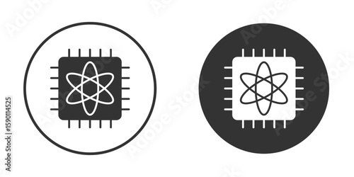 Quantum computing icon vector graphics in black and white color