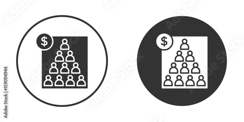 Ponzi scheme icon vector graphics in black and white color