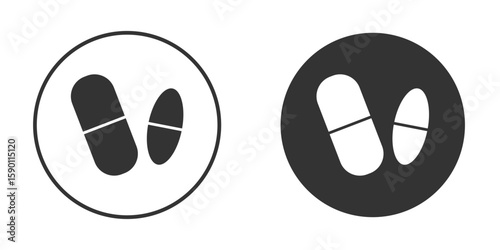 Pills icon vector graphics in black and white color